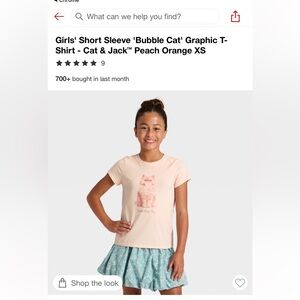 NWT! Cat & Jack Peach Cat Graphic Tee Size Medium (8)